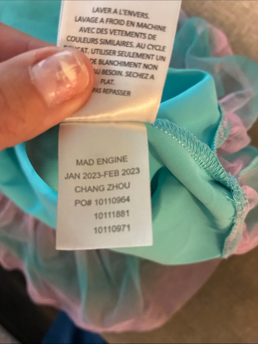 Girls Disney Little Mermaid Aqua Mermaid-Scale Skirt w/ Tulle Ruffle hem